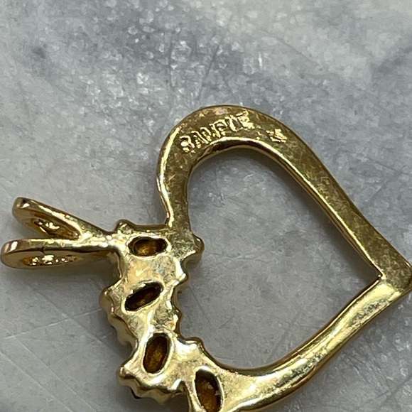 Gold Heart Pendant Charm Multi Color Gemstones VTG Style Rainbow Heart  Charm - Picture 8 of 9